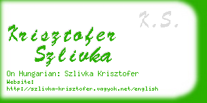 krisztofer szlivka business card